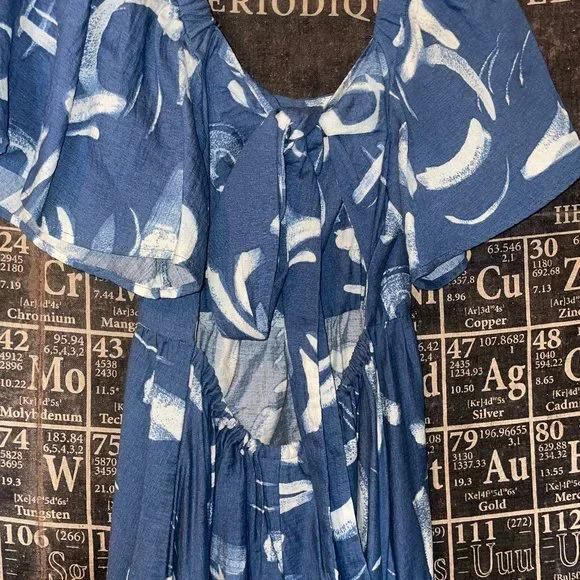 A NEW DAY BACKLESS DRESS SIZE XS BLUE AND WHITE - Picture 3 of 5